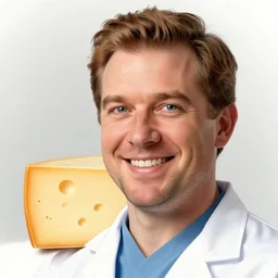 a highly detailed cheese portrait of a dentist, james gurney, james jean