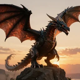 Mother of Dragons at sunset, rim lit, trending on artstation, instagram