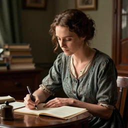 portrait of mascha kaleko writing poems in her women's chamber