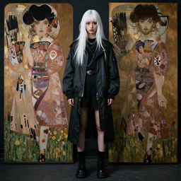 very cool girl white hair girl sad eyes, streetwear, techwear, italian style, full body, nose piercing, detailed portrait, intricate complexity, by greg rutkowski, james jean, mucha, ross tran, conrad roset, takato yomamoto, ilya kuvshinov. 4 k, beautiful, cinematic dramatic atmosphere