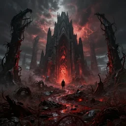 horrific hell landscape, 4 k, hdr, award - winning, octane render, artstation