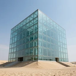 sand building with glass sky, 8k