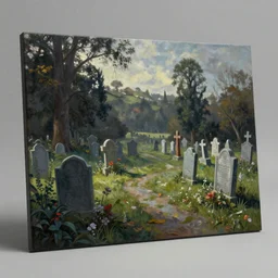 a beautiful painting of a graveyard, cinematic angle, studio lighting, movie concept, trending on artstation, octane render, 8 k, ultra high detail