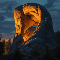 a tall rock structure in the shape of a swirling spiral vortex, background of trees, dramatic evening lighting, sharp, detailed, digital painting by rolf armstrong, jeremy lipkin and michael garmash, rob rey and kentaro miura