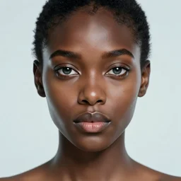 stunning goddess of science portrait, clear eyes and dark skin. realistic, symmetrical face. art by bowater charlie, mark brooks, julie bell, arian mark, tony sandoval