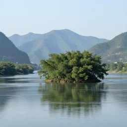 Tree, mountains, river, landscape, photo, 4k, wind,reflections, realistic, camera, island