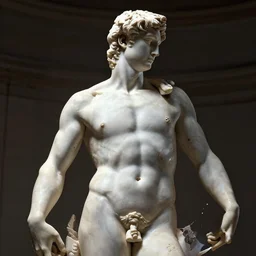 half body man made out of marble, disintegrating, dramatic lighting, sharp, highly detailed, octane render, cinematic