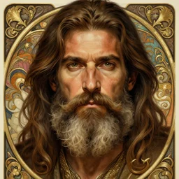 Carles Puyol with a majestic beard, closeup, D&D, fantasy, intricate, elegant, highly detailed, digital painting, artstation, concept art, matte, sharp focus, illustration, art by Artgerm and Greg Rutkowski and Alphonse Mucha