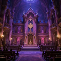 eldritch legislature, fantasy, realistic colorful photography, interior, hyperrealism, incredible, award - winning photography, regal, rich colors, by greg rutkowski, lovecraftian, purple hues, warm purple pink and blue colors