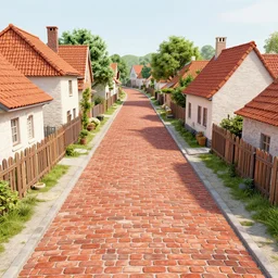 Traditional european village brick roadwork. Small folk village ground. 4k. digital 3d professional render. Asset. Substance 3d texture. Quixel megascan. flat 2d texture. Top down.