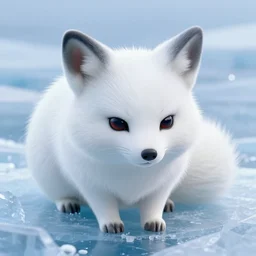 white furred vulpix frowning frozen in an ice floe, intricate, synthetic fur, closeup, \ 4 \ k, artstation, digital illustration by ruan jia
