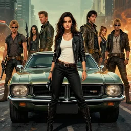 road warrior, gemma chan beautiful girl, poetic, gorgeous, muscle cars, weapons, dystopian, grindhouse, george miller, made by stanley artgerm lau, wlop, rossdraws, james jean, andrei riabovitchev, marc simonetti, yoshitaka amano, beksinski artstation, cgsociety