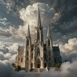 an epic matte painting of heaven versus hell, a big church buening in the middle of the frame, master shot, massive, cinematic lighting, high definition,, symmetrical, clouds, darkness, 8 k