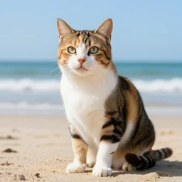 professional photo of a rasta cat, enjoying a day at the beach, rasta, beach at the background, studio lighting, very detailed, unreal engine, canon photo, professional lighting, good composition, winning award photo, real cat, real,
