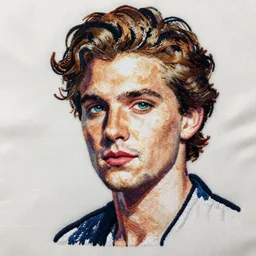 a portrait, art by james jean, embroidery,