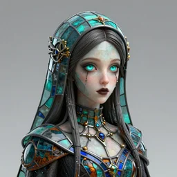 gothic princess portrait. by casey baugh, by rembrandt, mandelbulb 3 d, turquoise rust, stained glass