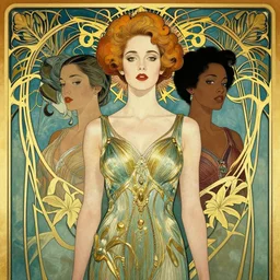 a streamline moderne, art nouveau, multi - racial portrait of eva green in the style of charlie bowater, and in the style of donato giancola, and in the style of charles dulac. symmetry, ultrasharp focus, intricate symmetrical ultrafine streamline moderne background detail.