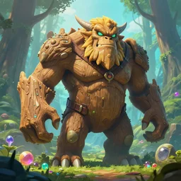 zelda fantasy art giant golem elemental wood rock greeble gemstone enchanted forest troll, global illumination ray tracing hdr fanart arstation by sung choi and eric pfeiffer and gabriel garza and casper konefal bastion forged hardmesh lisa frank zbrush central radiating a glowing aura global illumination ray tracing hdr volume light