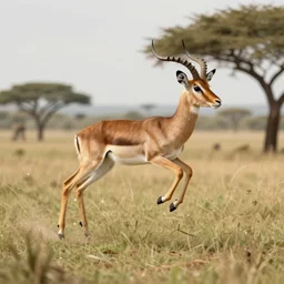 a very very beautiful drawing of an antelope jumping in african landscape digital art
