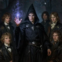 portrait attractive young male warlock, midnight, spell casting, painting by bastien lecouffe - deharme, vladimir volegov, j. c. leyendecker, tom of finland, trending on artstation