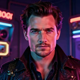 neon lights, steampunk, dramatic lighting, a colorful close - up studio photographic portrait of henry cavill by steve mccurry