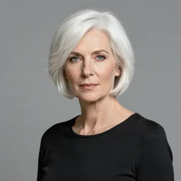 portrait of a woman with short white hair, medium shot, illustration, highly detailed, high quality, by tom bagshaw