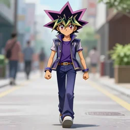 Photo Of A Person Walking On The Street With Yugi Motos Hair From Yugioh, 4K