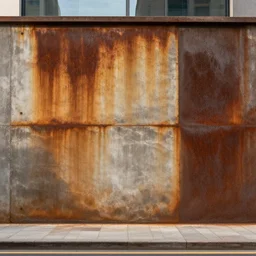 hyperrealistic rendering on very beautiful wall on the beautiful street, front view, rust texture, concrete texture, glass texture, dirt texture, professional foto, 3 5 mm, cinematic lighting