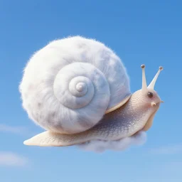 fluffy snail spiral clouds, blue sky
