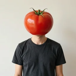 a guy with a tomato for a head