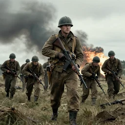 normandy landing in the style of saving private ryan