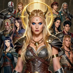 a beautiful blonde valkyrie wearing a viking outfit with viking jewelry and accessories by alex gray, android jones, nekro, karol bak, ayami kojima, artgerm, yoshitaka amano, olivier ledroit, ruan jia, charlie bowater, tom bagshaw, make up, blue eyes, golden hora, god of war concept art, fantasy