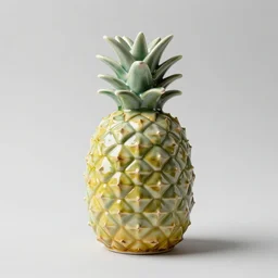 studio photo of a ceramic figure, in the shape of a pineapple. photorealistic, shiny, minimalist, ultra detailed.