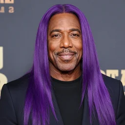 steve harvey with long purple hair
