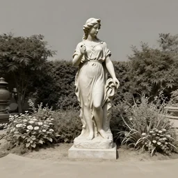 stereoscopic photo of a statue in a garden. 3 d. stereoscopy.