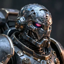 hyper realistic portrait of heroic warhammer 4 0 k humanoid android head, cinematic, chaos marine, artstation, cgsociety, full head and shoulders, greg rutkowski, james gurney, mignola, craig mullins, brom redshift, vray, octane