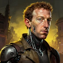 borderlands 3 !!! zuckerberg! cell shaded! scary head portrait of half cyborg zuckerberg! cyborg as Borderlands 3 concept art, llustration, postapocalyptic grunge, concept art by  Eric Barnett, highly detailed, sharp focus,alien, HQ, 4K ,art by Eric Barnett