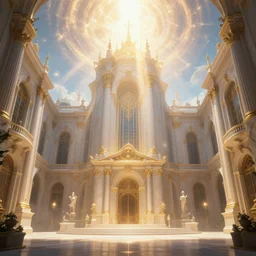 a beautiful palace, heavenly, godlike, magnificent, godrays, global illumination, volumetric lighting, cinematic, 8 k uhd, unreal engine, octane render in the artstyle of finnian macmanus, john park and greg rutkowski