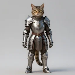 Humanoid cat with medieval armor standing on two legs, fantasy, trending on artstation, realistic, digital art