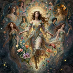 Full View ultrarealistic Portrait ethereal fantasy deity wearing beautiful gown, rising in the air levitating, flowers, calm, 4k digital masterpiece by Anna Dittman and Alberto Seveso Ruan Jia, rossdraws, artgerm and greg rutkowski and alphonse mucha and loish and WLOP, fantasycore, Hyperdetailed, fractals, scribble art, realistic digital painting,  atmospheric, fireflies, soft lighting, featured on Artstation