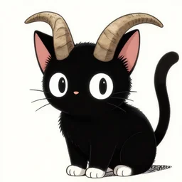 a black cat with goat horns by kentaro miura
