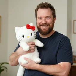 John Cooper holding a kitty, photo