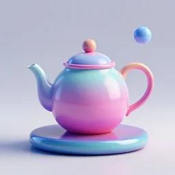 blender render of a vaporwave teapot