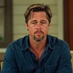 Medium shot of an old sad Brad Pitt in the style of technicolor cinemascope