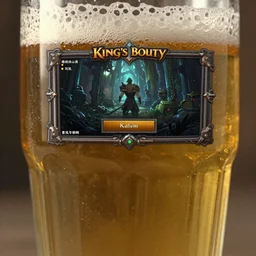a very close - up beer glass, in concept art of main menu loading screen background. for russian mmorpg king's bounty by katauri, by 司 机, 橡 树 山 雨, 黄 凤 年 啊, artstation, behance, style of hearthstone