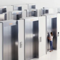too many elevators. all elevators have humans.