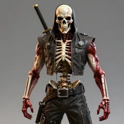 bloody skeleton in mortal kombat, videogame 3d render, 4k, artstation