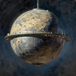 painting of a spherical spaceship by greg rutkowski