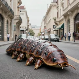 ultrarealistic photography of giant tardigrade on budapest street rule of thirds, aesthetic