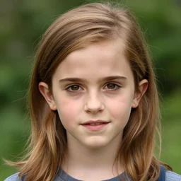 a face portrait of emma watson at 6 years old. photography.